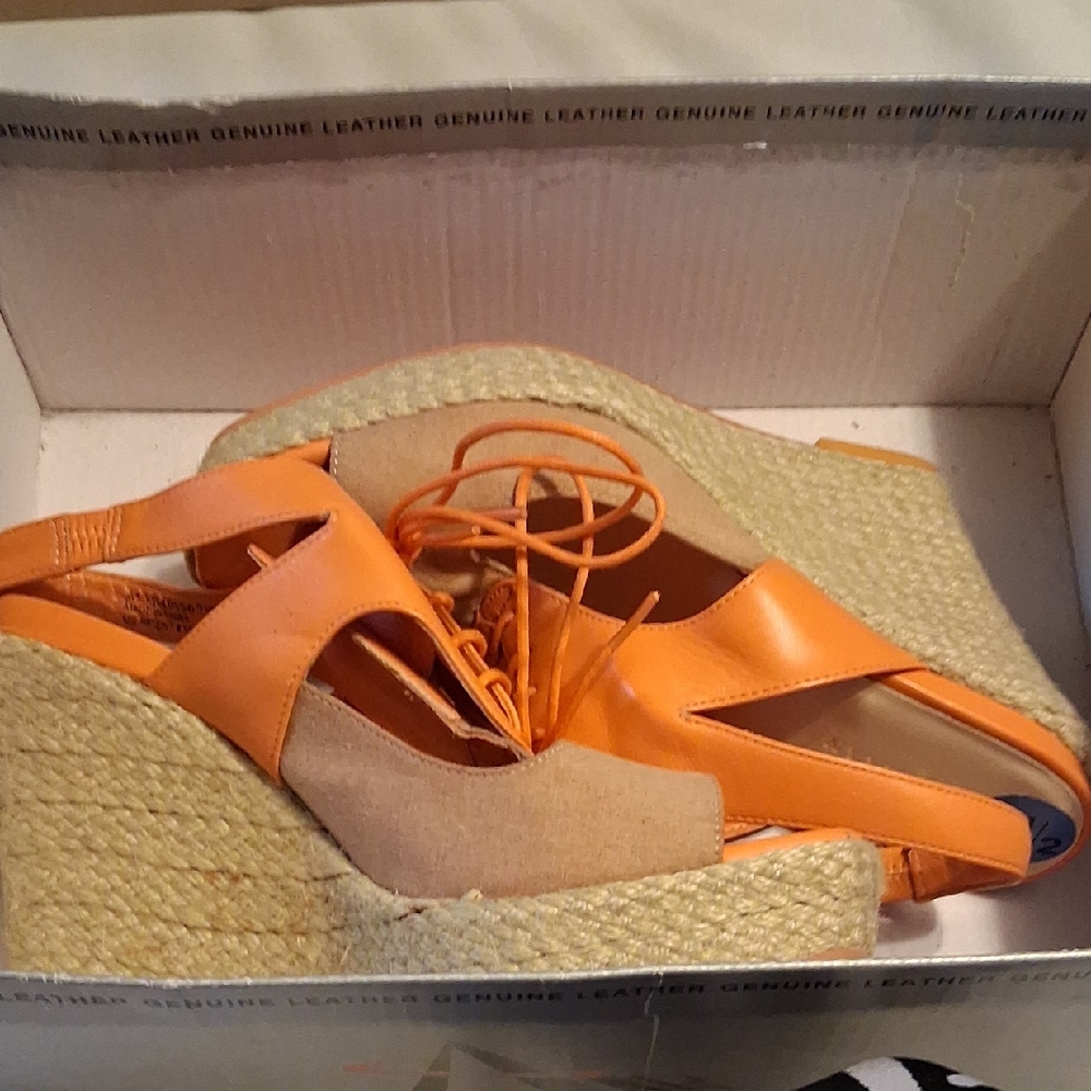 Stylish Orange Wedge Sandals